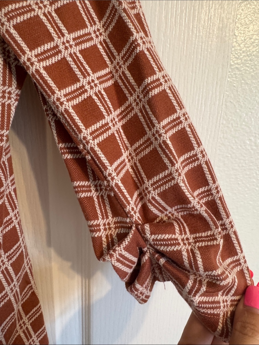 Altar'd State Rust Plaid Shawl-Collar Blazer - Picture 5 of 7